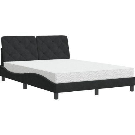 Maison Exclusive - Bett mit Matratze Schwarz 140x190 cm Samt