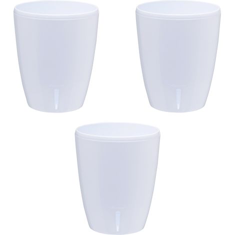 Lot de 3 pots pour orchidées avec réserve d'eau - Orchidea blanc 2 litres (1/5)