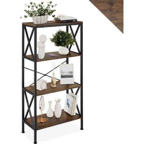 Étagère style industriel antibasculement 615x315x1335 cm bois foncé