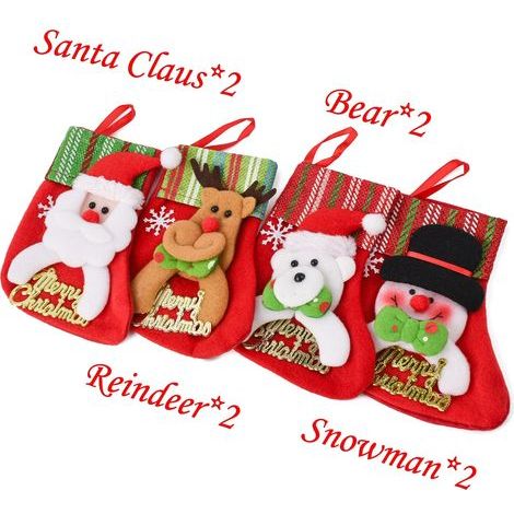 Weihnachtsbaumschmuck, Mini-Weihnachtsstrümpfe, Süßigkeitentüten, Weihnachtsmann, Schneemann, Rentier, Bärenfiguren, kleine Strümpfe, Weihnachts- und Neujahrsdekorationen usw. (1/5)