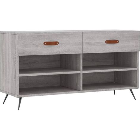 Tabouret à chaussures gris Sonoma, dimensions 102x35x55 cm, en bois composite. (1/5)