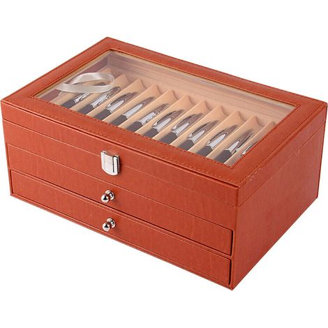 36 Slot Fountain Vitrinenhalter Transparente Stifte aus Leder Vitrine Pen Box Aufbewahrungsbehälter Organizer Box (1/3)