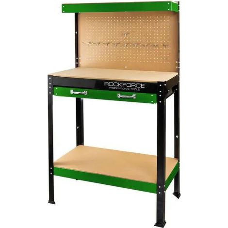 Banco de trabajo Rockforce de 80 cm con cajón y pared, soporta hasta 100 kg.