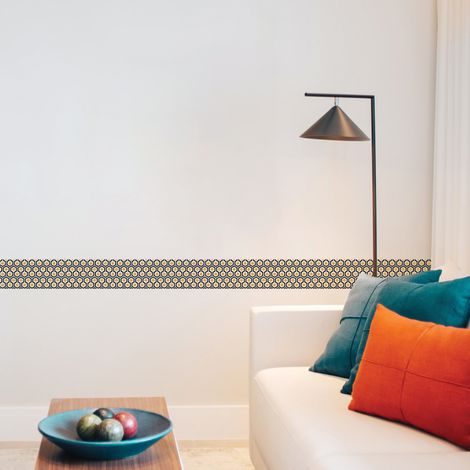 Frise adhésive autocollante 10 cm X 300 cm Filiga, décor géométrique noir et jaune - Décoration murale intérieure (1/2)