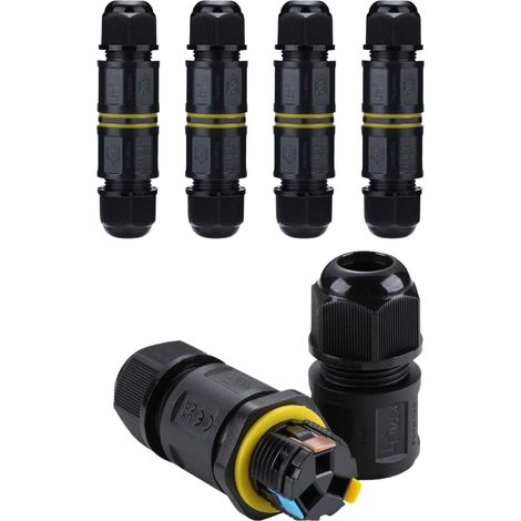 Raccord Électrique Étanches IP68, 4 Pièces, étanche connecteur de câble électrique, Raccord de Cable 3 Fils Domino Boîte de Derivation Éxterieur, raccord de connecteur de fil étanche,pour Ø 6 à 11 mm (1/5)