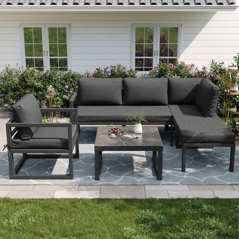 Canapé, en fer, gris, pour jardin et terrasse, assise confortable, pour salon bureau appartement, format pratique, style moderne et facile à associer