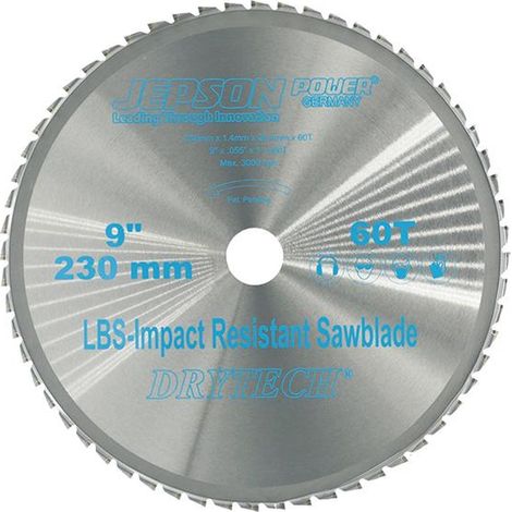 Jepson Drytech HM-Sägeblatt LBS schockresistent Durchmesser 230 mm / 60Z für Stahl (dünnwandig) (1/2)