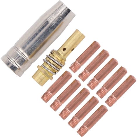 12 Pièces Buses de Contact 0.8mm pour Pistolet de Soudage MIG/MAG, Kit de Remplacement avec Embouts et Écrous M6 (1/5)