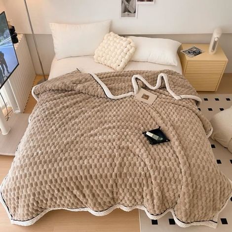 1 pièce Plaid épais, couverture canapé moelleuse et chaude, kaki, 200x230 cm, pour salon ou chambre
