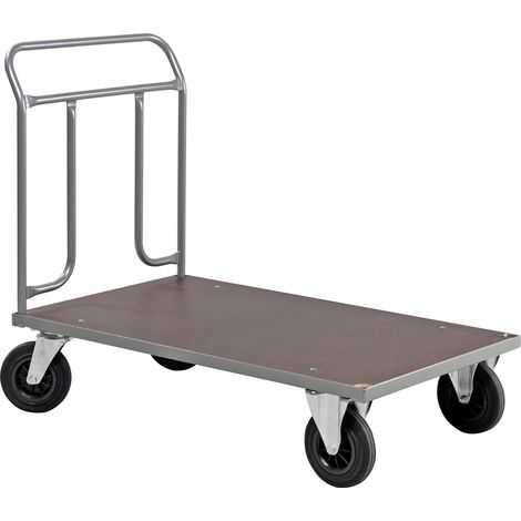 Kongamek Plattformwagen in grau 1274x700x1000mm mit Schiebegriff aus Stahlrohr und Gummibereifung ohne Bremse