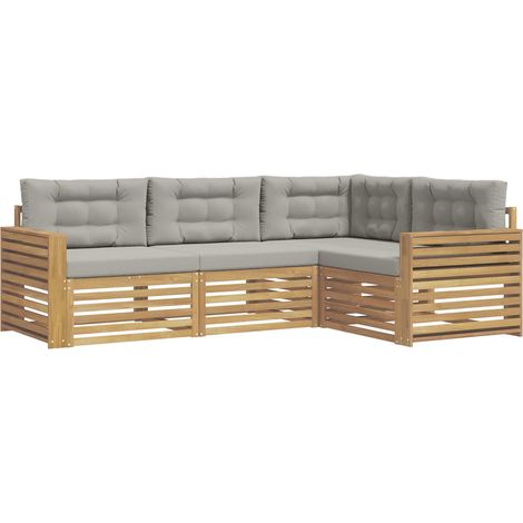 Ensemble de canapés d'extérieur 4 pc Blanc et gris clair vidaXL (1/5)