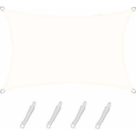 Vela ombreggiante rettangolare quadrata 2,5x3 m color crema, tela impermeabile, protezione UV al 95%, per esterni, giardino e patio, piscina