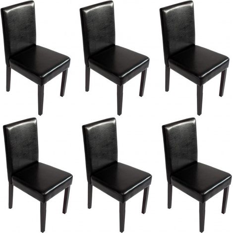 Lot de 6 chaises de salle à manger synthétique noir pieds foncés CDS04246 (1/3)
