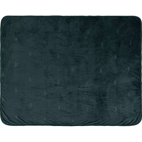 Plaid Flanelle Vert Cèdre motifs art déco en relief 125 x 150 cm - Atmosphera (1/3)