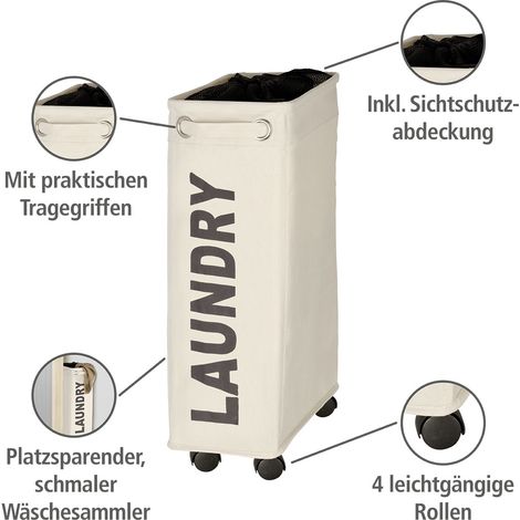 WENKO Wäschesammler Corno Beige, Wäschekorb, 43 l, Beige, Polyester beige, Polypropylen schwarz, Fiberglas schwarz (1/5)