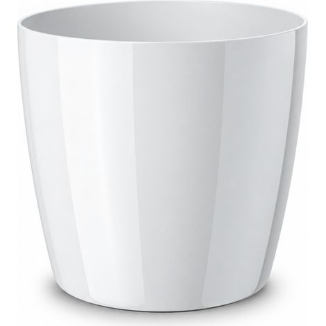 GEDA – Cache-pot rond Milano blanc à roulettes – Plastique, Ø 25 x H 24 cm