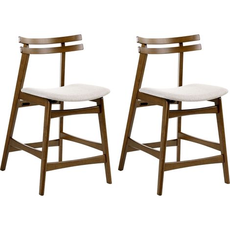 Set di 2 sedie da pranzo in tessuto beige e struttura in legno marrone Cynthiana