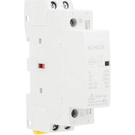 Contacteur/Relais DC 12V/24V 25A, 2 Contacts NO Silencieux, Montage sur Rail DIN, pour Solaire, Domotique, Automatisme Industriel (1/5)