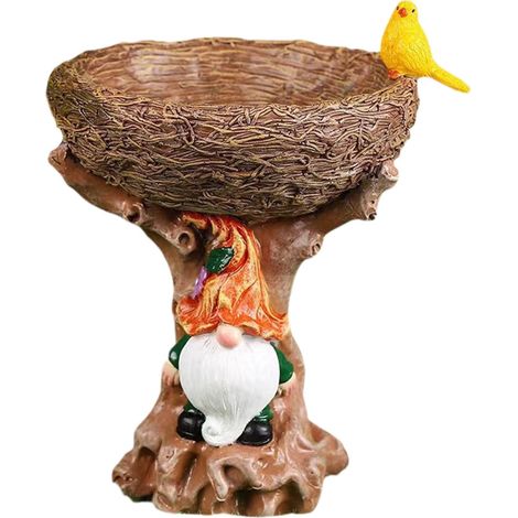 Support Pour Boucle À Oiseaux - Statue Nain Avec Bac À Graines - Décoration De Jardin En Résine - Hauteur 18 Cm - 1 Pièce (1/5)
