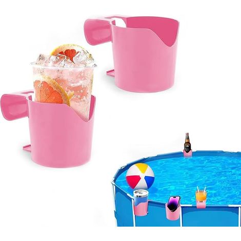 Porte-gobelets pour piscine - 1 unité - Plastique durable - Support de boissons stable - Pour piscines hors sol - 13x9x9 cm rose (1/5)
