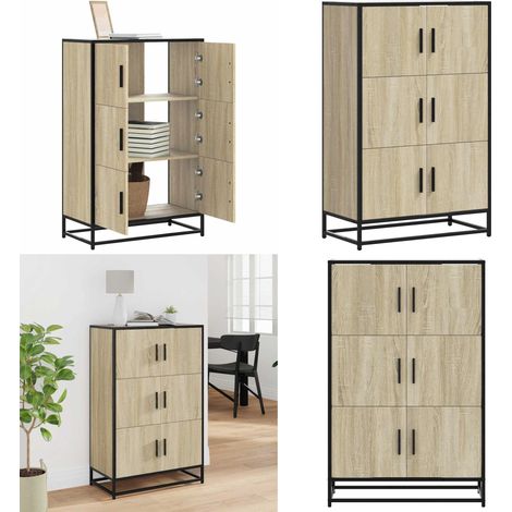 vidaXL Buffet haut chêne sonoma 68x35x106,5 cm bois ingénierie métal (1/5)