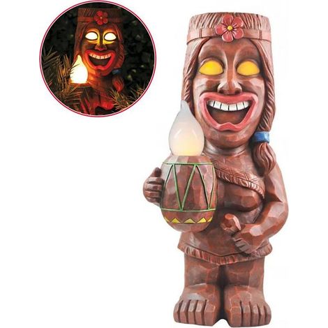 Lanterne Solaire LED Totem Tiki pour Jardin - Décoration Éclairage Extérieur Terrasse Pelouse Allée (1/5)