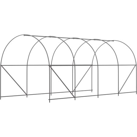 Serre tunnel 5x2x2m à armature acier et bâche polyéthylène blanche, abri pour plantes de jardin