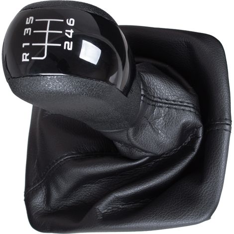 Skoda Octavia II 2004- Schaltknauf + Schaltmanschette mit Rahmen SCHWARZ 6-GANG