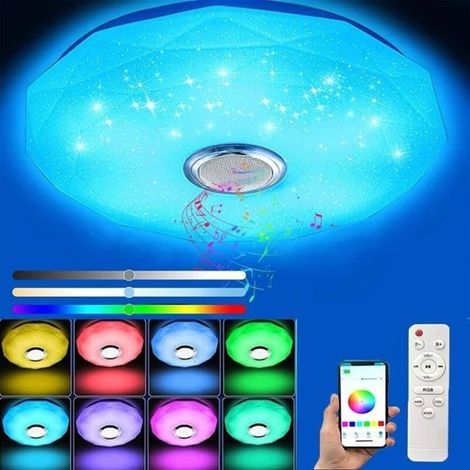 36W Color LED Ceiling Light with Bluetooth Speaker, Remote Control and APP Control, 3000k-6000k for Children's Bedroom, Living Room (1/4)