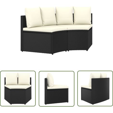 The Living Store Canapés de jardin 2 pcs avec coussins Résine tressée Noir - Canape De Jardin - Set De Salon De Jardin - Mobilier De Jardin - Ameublement Exterieur - Chaise Longue (1/5)