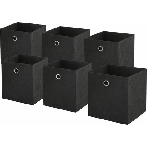 Lot de 6 paniers pliables en tissu noir 31 x 31 x 31 cm
