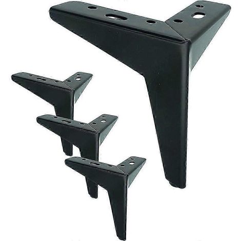 Quatre pieds de meubles en métal pour la fabrication de tables ou d'armoires à faire soi-même, avec vis (10 cm, capacité de charge de 600 kg). (1/5)