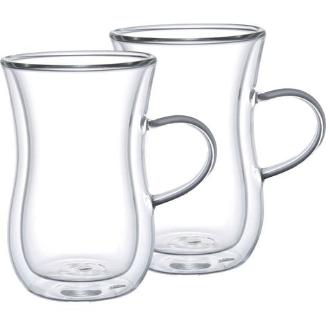 Lot de 2 Tasses à Thé Double Paroi en Verre Borosilicate avec Anse 200 ml Transparent - PANGIVO (1/4)