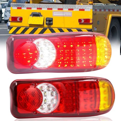 2PCS LED Feu Arrière Lumière,12V Feu a LED pour Camion Feux Arrière de Remorque Indicateur de Clignotant Feu d'arrêt de Frein Arrière pour Caravane Camion Camper (modèle 1) (1/5)