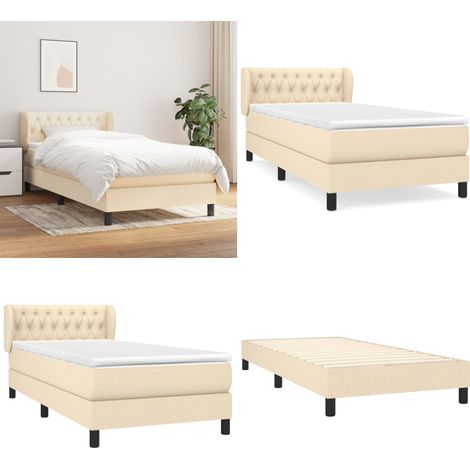 Boxspringbett mit Matratze Creme 100x200 cm Stoff - Boxspringbett - Doppelbett - Cremefarbenes Bett - Bettrahmen - Lattenrost - Home & Living (1/5)