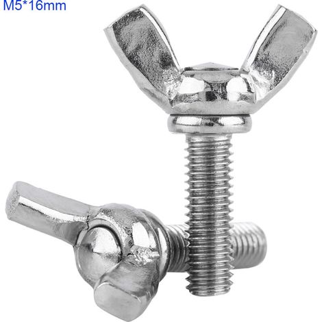 5 pièces/sac M5 vis à main papillon aile boulons assortiment ensemble de 304 attaches en acier inoxydable(M516mm)