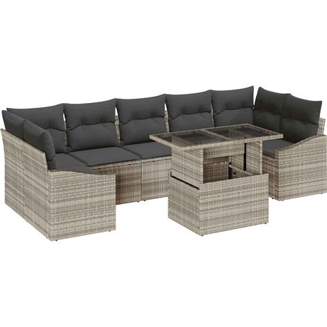 Garden Sofa Set 8 pcs Light Grey Poly Rattan vidaXL (1/5)
