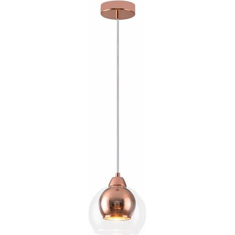 Suspension industrielle rose doré verre Clara E27 40W (1/2)