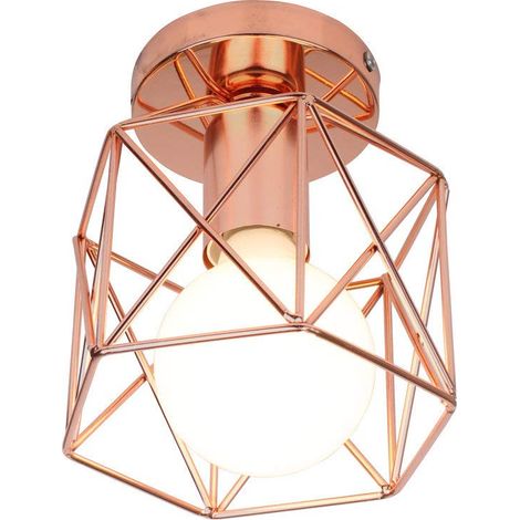 Deckenleuchte Industrial Lampenschirm Metall Eisen E27 Semi-Flush Mount für Flur Studie Zimmer Büro Schlafzimmer (Roségold)