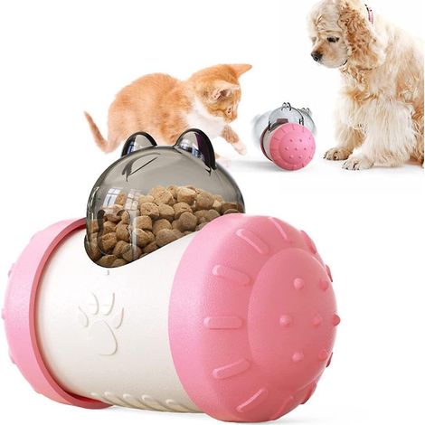 Leckerli-Spielzeug für Katzen und Hunde, Trainingsball für kleine und mittelgroße Hunde (rosa)