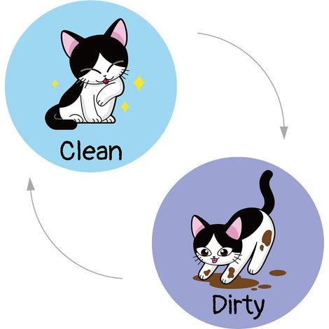 Aimant de lave-vaisselle « Dirty Clean Cat » - 8,9 cm - Double face - Accessoire amusant pour machine à laver, réfrigérateur, réfrigérateur - Décoration d'intérieur (1/5)
