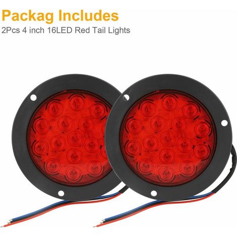 pezzi - Fanali posteriori monocromatici rossi 16 LED Fanali posteriori rotondi da 4" per camion e furgoni 10-30 V (1/5)
