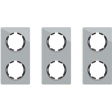 Plaque de finition Garda, en verre, vertical, 2 postes (lot de 3) - gris