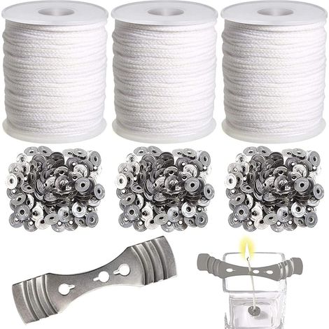 Mèches Bougies en Coton, 3 Rouleaux Mèches de Bougie Faire des Bougies DIY Mèches de bougie Faisant des Bougies Mèche Plate Organi (1/5)