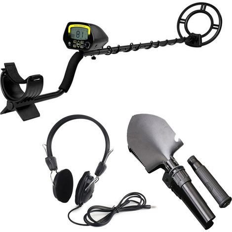 Détecteur de métaux souterrain professionnel avec écran LCD, haute précision, étanche, recherche d'or, pelle et casque inclus, ensemble complet pour détection en profondeur. (1/5)