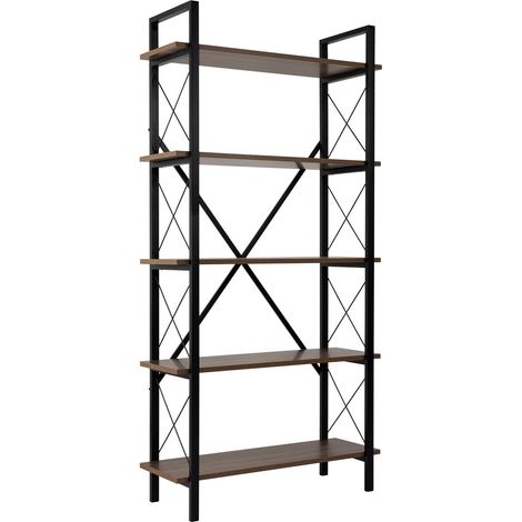 Libreria in legno "Elysian" - 90 x 33 x 180 cm - Noce canaletto