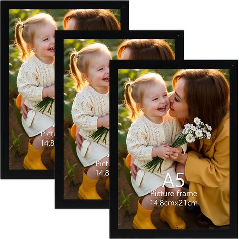 Lot de 3 Cadre A5 Noir, Cadre Photo A5 (15x21 cm) en PVC (1/5)
