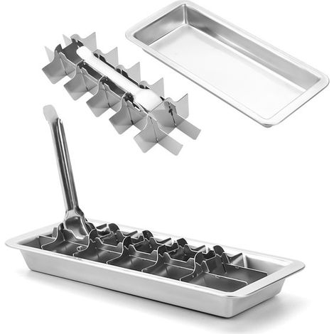 Bandeja para cubitos de hielo,Juego de cubitos de hielo,Acero inoxidable,Bandeja para cubitos de hielo de acero inoxidable,con 6 ranuras grandes (1/5)