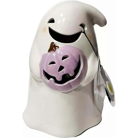Décoration en résine Chat fantôme - Citrouille violette pour Halloween (1/4)