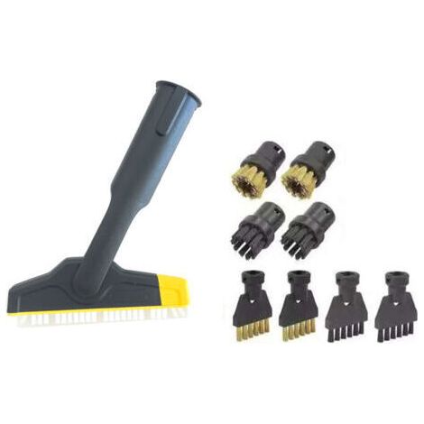 Kit de nettoyage vapeur 9 pièces, 1 grande brosse à joints, compatible avec Kärcher SC1/SC2/SC3/SC4/SC5 (2.863-334.0) – Accessoire pour nettoyeur vapeur avec embout flexible pour carrelage et tête de
